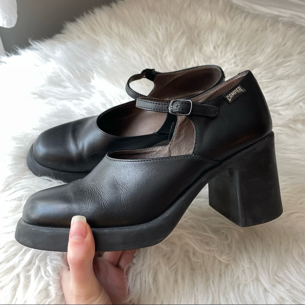 Camper Mary Jane Chunky Rubber Heel Sz 37